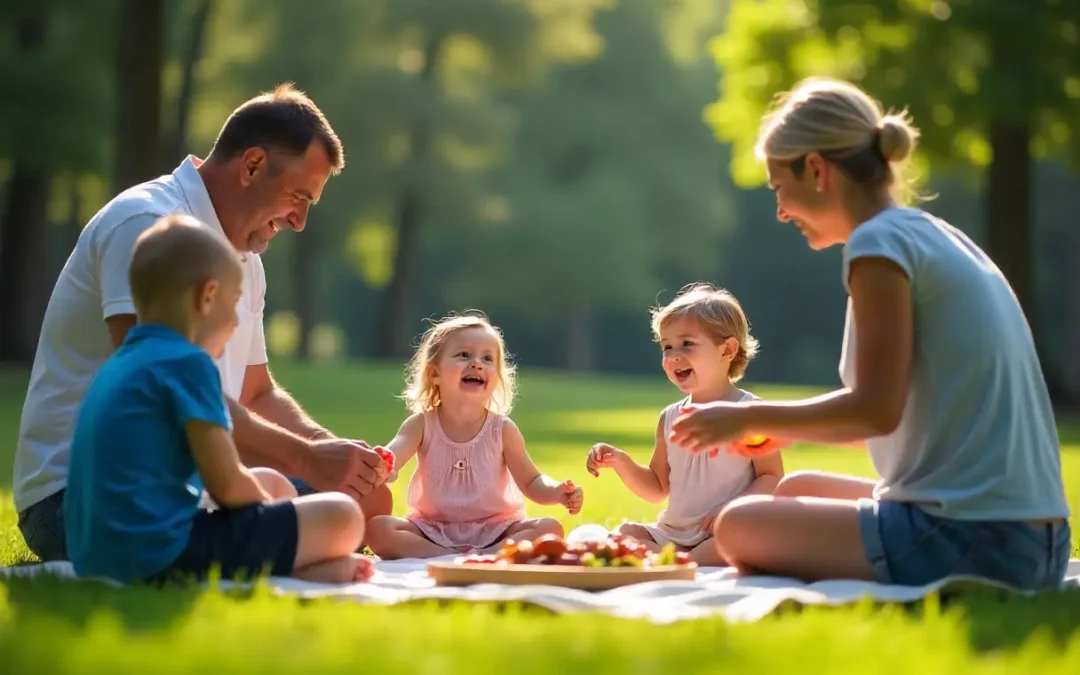 A family having a picnic.